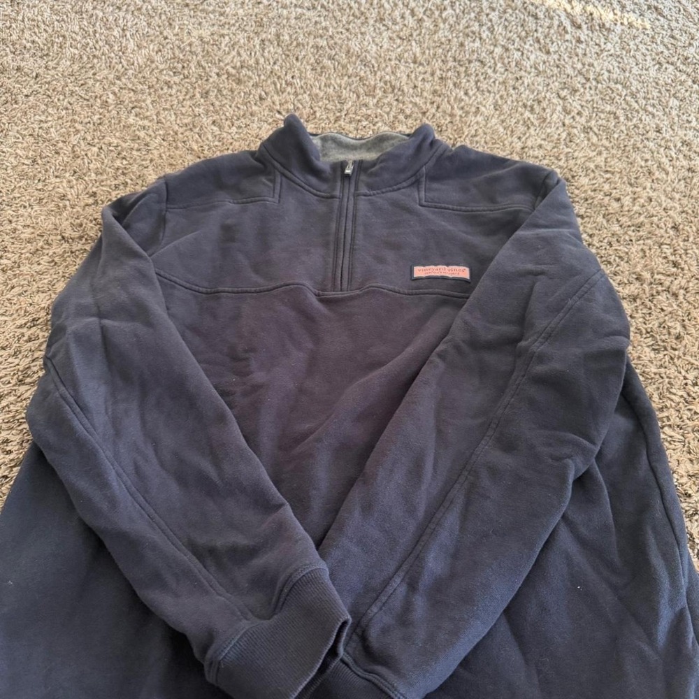 Vineyard Vines Mens Shep Shirt Quarter Zip Navy Blue Pink Pony Mackinac Large